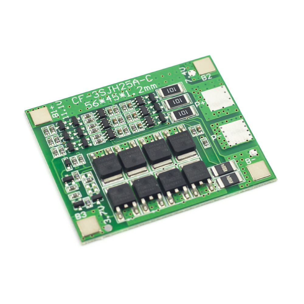 Плата защиты (BMS) для 3 аккумуляторов 18650 с защитой от перезаряда и переразряда, 12в 25A